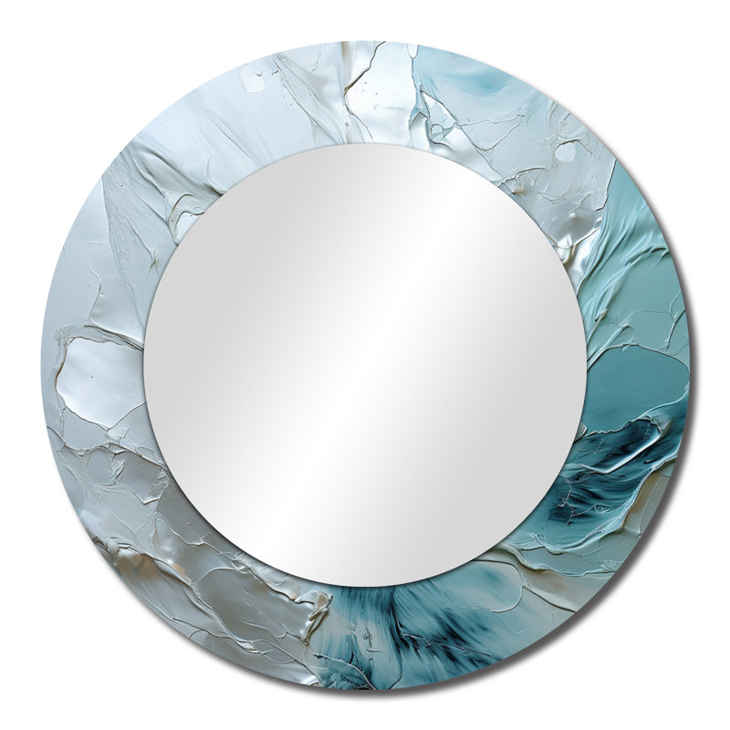 Silver Shimmer - Landscapes Large Mirror, Gray Round Decorative Wall Mirror, Printed Metal Art, 23" x 23"