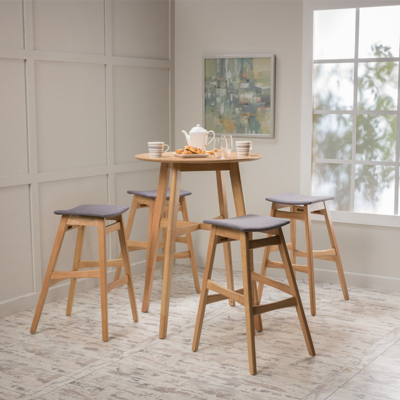 Ayobami Four Leg Dining Set, Natural Walnut, Dark Gray, 3-Piece (1 Table, 2 Chairs)
