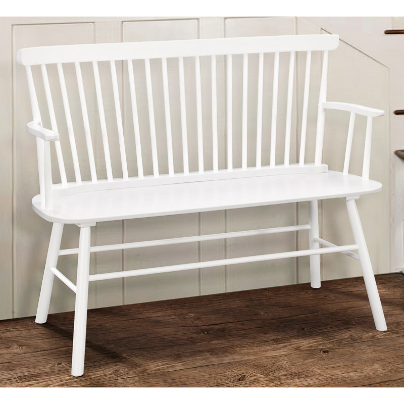 Chaise de style blanc en bois avec dossier et accoudoirs à broche, durable pour la maison