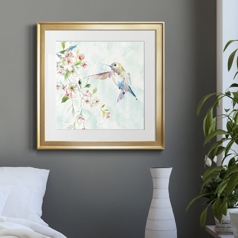 Colibri IV - Cadre photo, reproduction d'art sur papier, Papier encadré doré, H 26,5 po x l 26,5 po x P 1,5 po