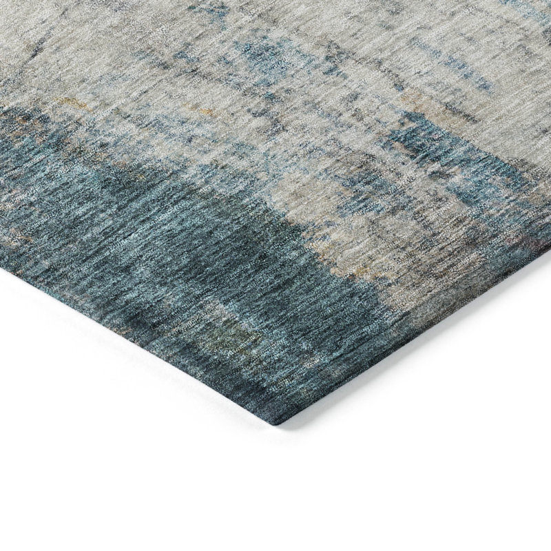 Tapis bleu sarcelle intérieur / extérieur lavable à la machine Christn ACN1232, Rectangle 1 pi 8 po x 2 pi 6 po