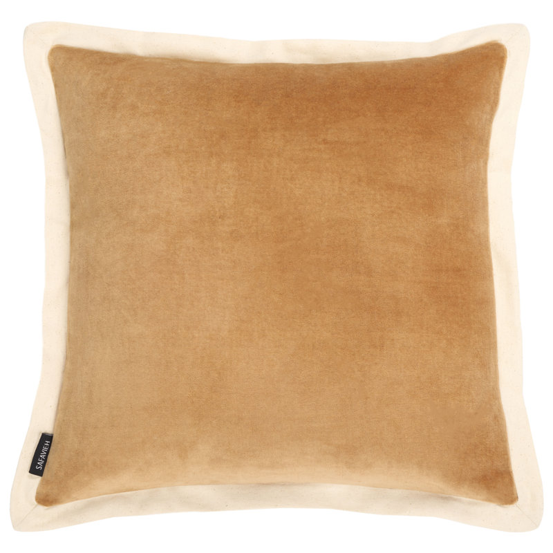 Coussin en coton Jordy, Chameau, H 18 po x l 18 po, Carré
