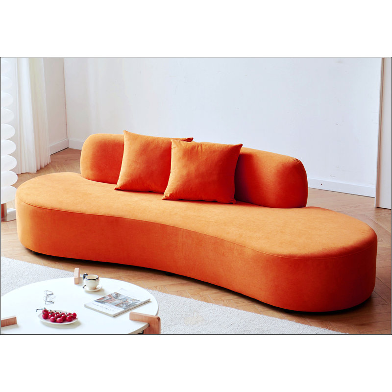 90" Curved Sofa With Throw Pillows, Black