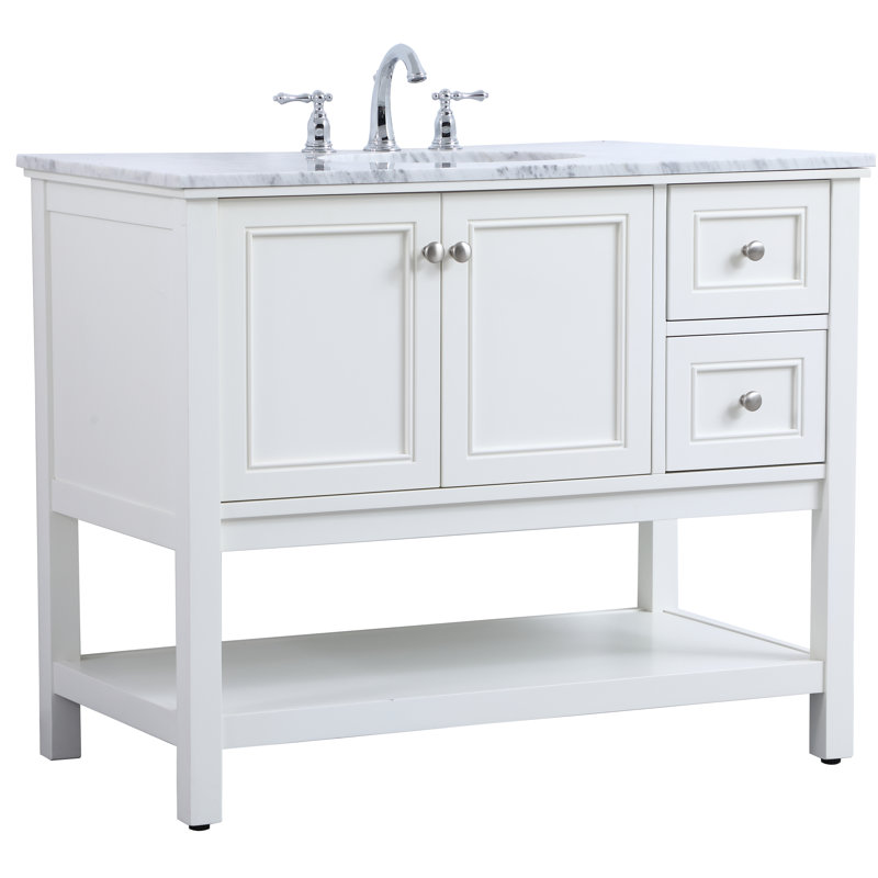 Meuble-lavabo simple de 42 po pour la salle de bain Bonsai, Blanc