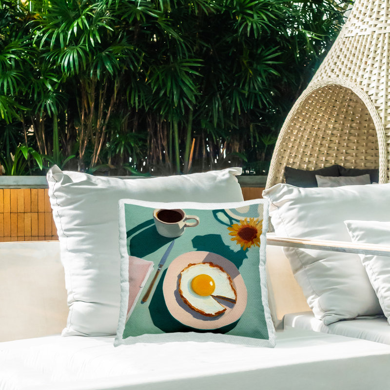 Breakfast Table Layout Printed Outdoor Throw Pillow Design by Walker Noble