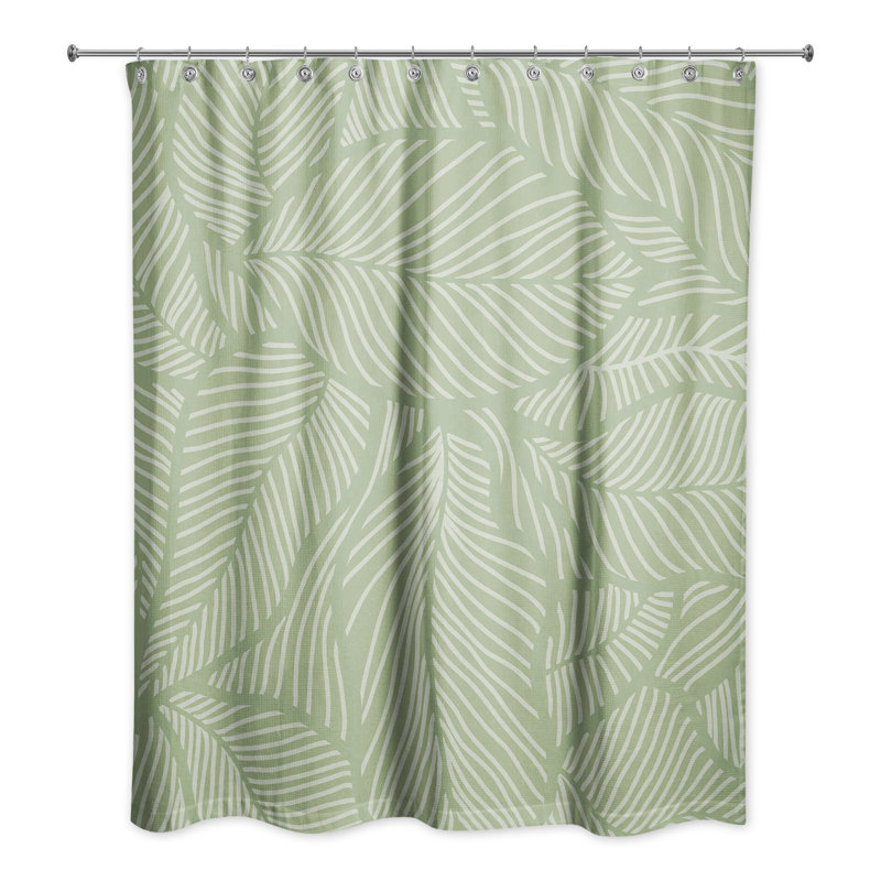 Rideau de douche simple Krol, Motif floral vert