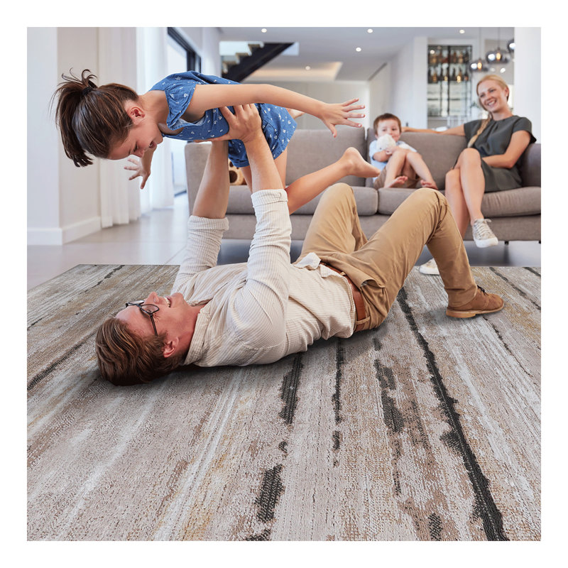 Collection Brown /Striped Non-Shedding Living Room Bedroom Dining Home Office Stylish and Stain Resistant Area Rug