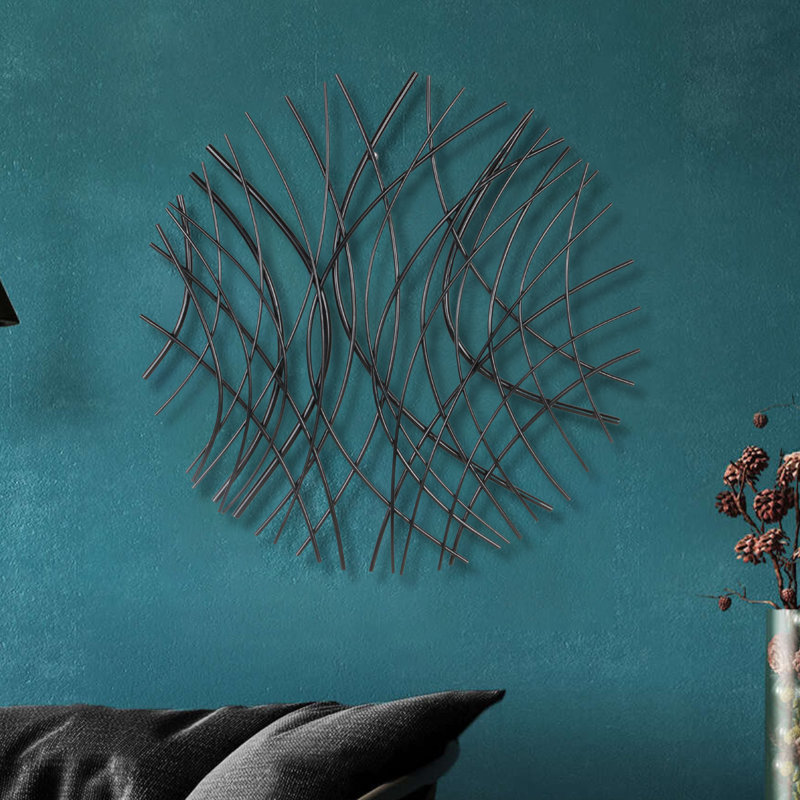 Sculpture dimensionnelle abstraite en métal, Noir, H 30,25 po x l 1,25 po x P 30,25 po