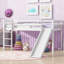Lit mezzanine simple bas avec glissade, échelle et garde-corps de sécurité-827125836