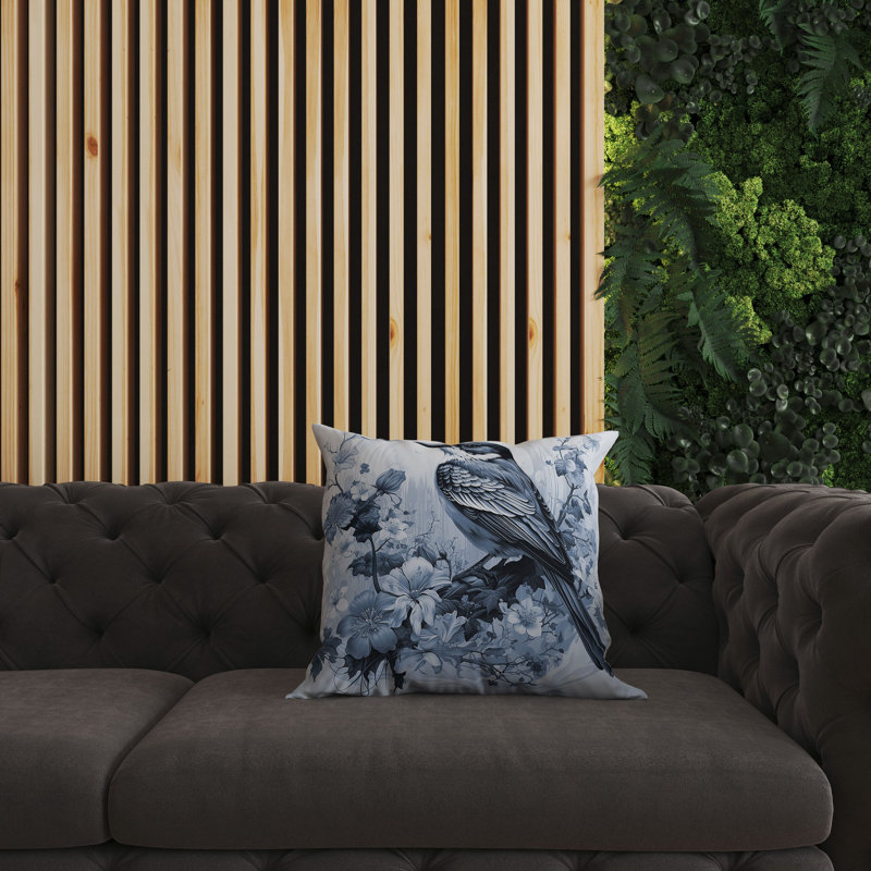 Coussin décoratif réversible Feathered Floralscapes, H 16 po x l 16 po, Bleu