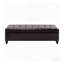 Banc de rangement contemporain capitonné avec revêtement en similicuir, repose-pieds brun foncé de 51 po pour le vestibule ou la chambre à coucher