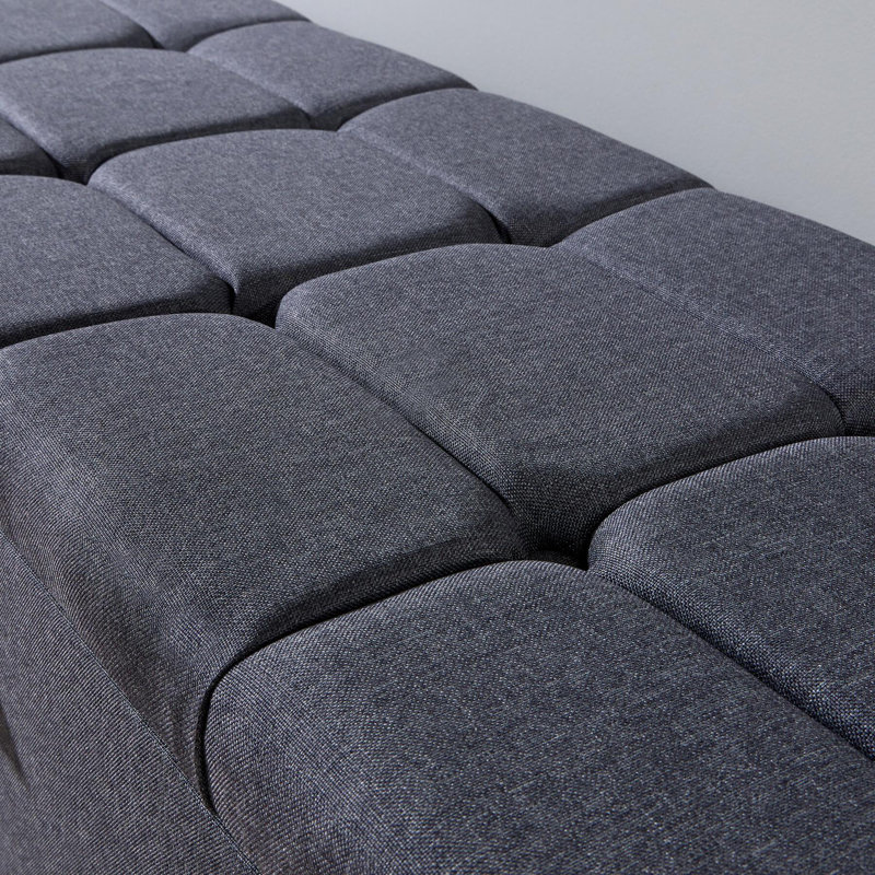 Philone Fabric Upholstered Storage Bench, Dark Grey