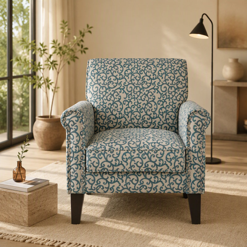 Chaise d'appoint, fauteuil avec pieds en bois massif