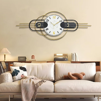 Modern Metal Wall Art Silent Analog Wall Clock With Geometric Design For Living Room, Office, Bedroom, Kitchen, And Bathroom Decor