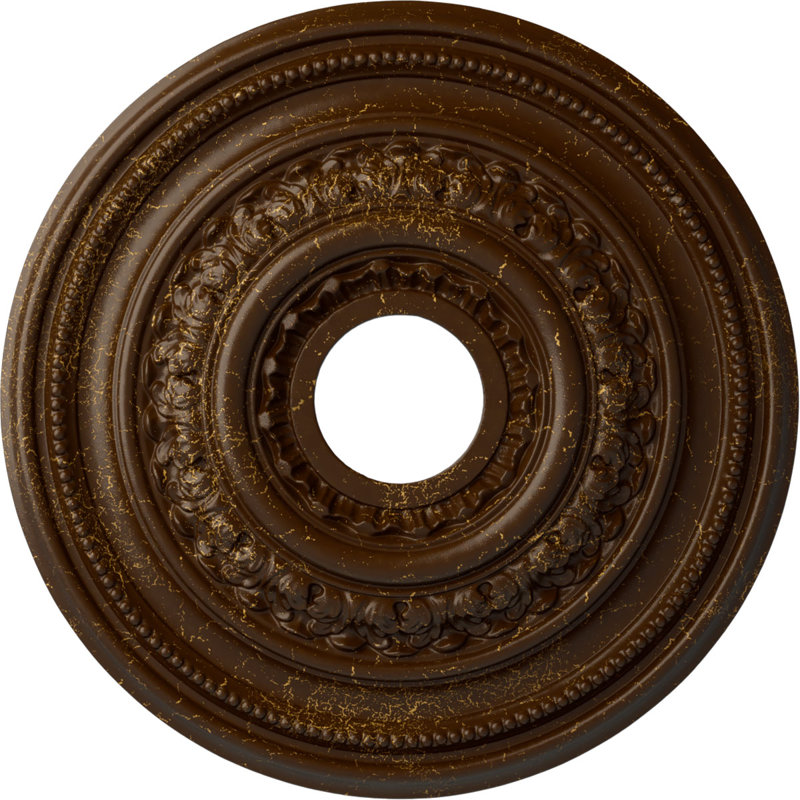 Médaillon de plafond H 17,625 po x l 17,625 po x P 1,875 po Orleans, Craquelure racinette