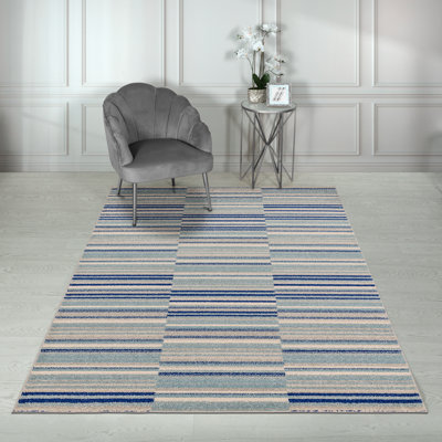 Donnavan Striped Blue Area Rug