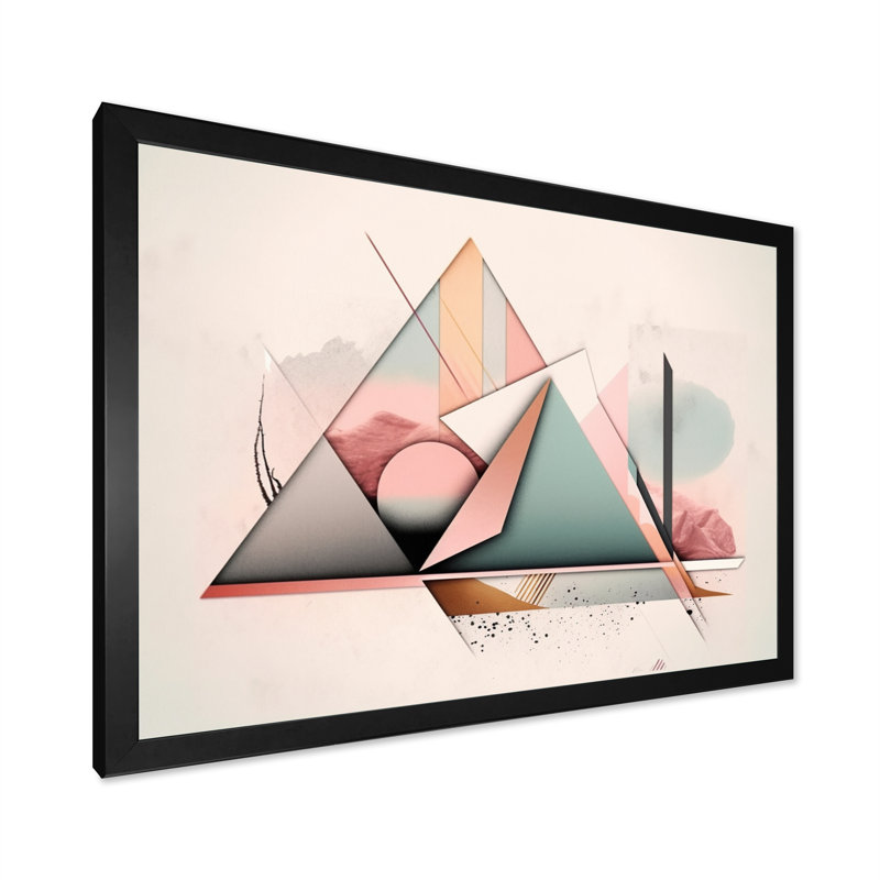 «Mid Century Pastel Mountains I», art mural moderne sur toile géométrique, Cadre photo noir, H 30 po x l 40 po x P 1,5 po