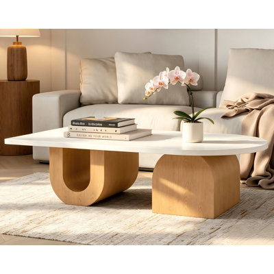 Pamala Wood Veneer Coffee Table Modern