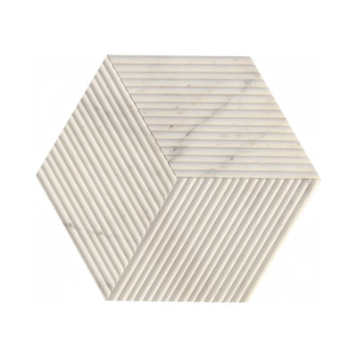 Hexagon Textured Marble Wall Tile – Natural Stone 3D Fluted Design, OL Finished, 12 Pieces per Box