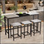 Ensemble de table de salle à manger de cuisine moderne avec 3 tabourets, plateau de table épissure unique et tabouret suspendu pratique-408536359-408536345