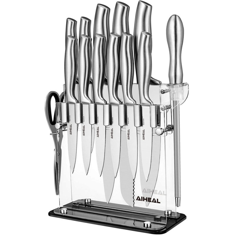 AIRPJ 14 Piece Stainless Steel Knife Block Set