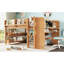 Lit mezzanine double multifonctionnel fabriqué en bois massif, avec rangement, bureau, tableau noir et espace de création, sans sommier à structure en bois, tiroirs à bibliothèque, bureau pour la danse