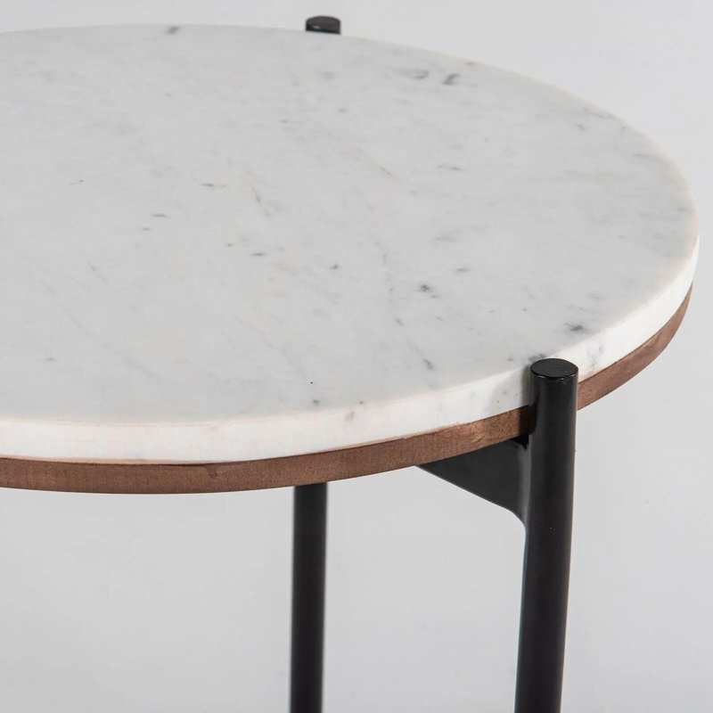 Table basse moderne avec plateau en bois de rose et structure en métal