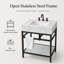 30" Natural Carrara Marble Console Bathroom Vanity with Sink, Black Stainless Steel Frame and Glass Shelf-1572645740-1556390638