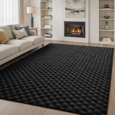 Modern 3D Bubble Texture Faux Fur Rug