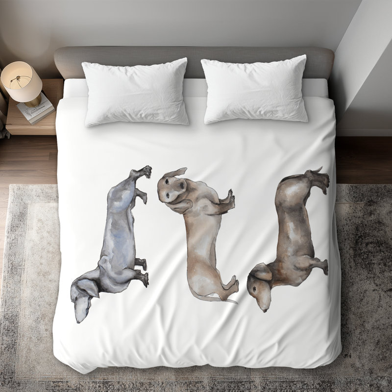Small dachshund dog Gray duvet cover | Home decor essential