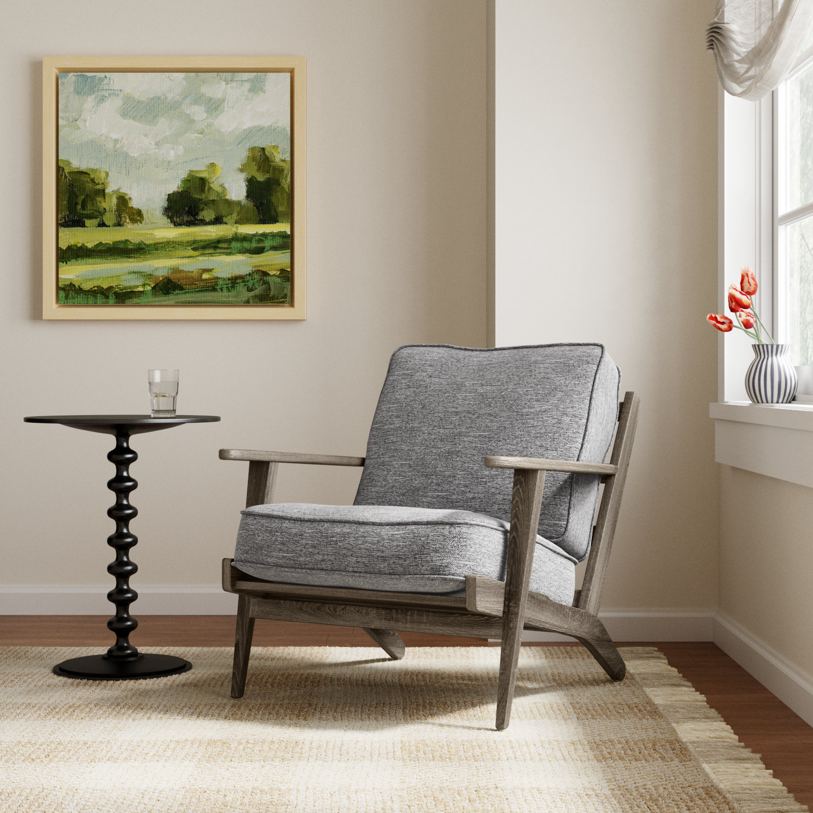 Roxy Upholstered Armchair, Frost Gray 100% Polyester