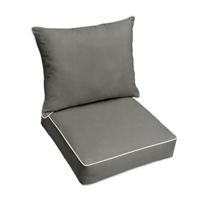 Sunbrella Outdoor Solid Corded Deep Seating Pillow and Cushion Set, 30 in W x 27 in D x 5 in H