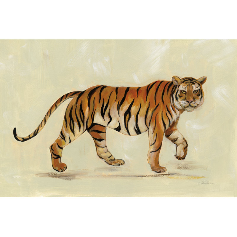 Walking Tiger by Silvia Vassileva - Wrapped Canvas Painting, 20cm H x 30cm W