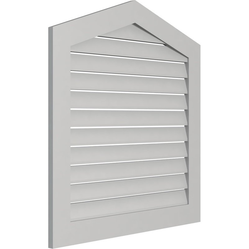 Peaked Surface Mount Signature Urethane Functional Gable Vent 4/12 Pitch, Primed Tan, 38" H x 36" W x 1" D