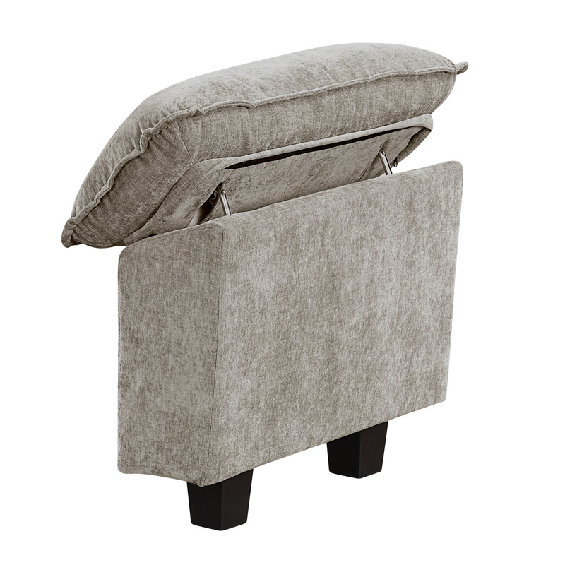 4 modulaires au design moderne avec mousse haute et dossiers réversibles 4 tissu chenille, coussins de bras réglables, pieds en faux bois noir apparents