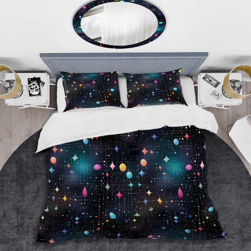 Ensemble de housse de couette en microfibre Amirkhan, Housse de couette pour grand lit et 2 taies décor