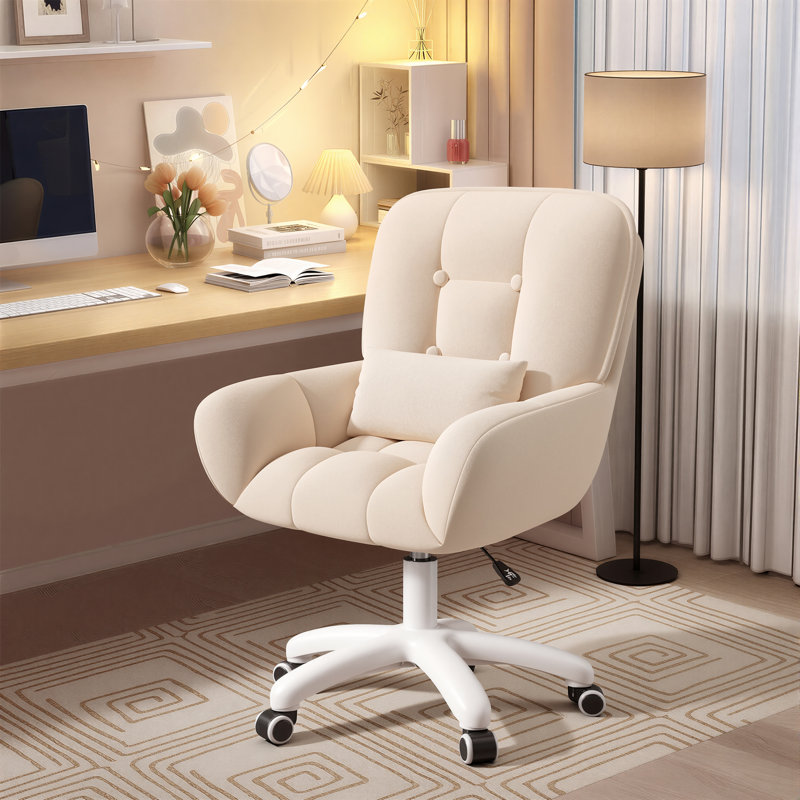 Velvet Office Chair, Beige, White