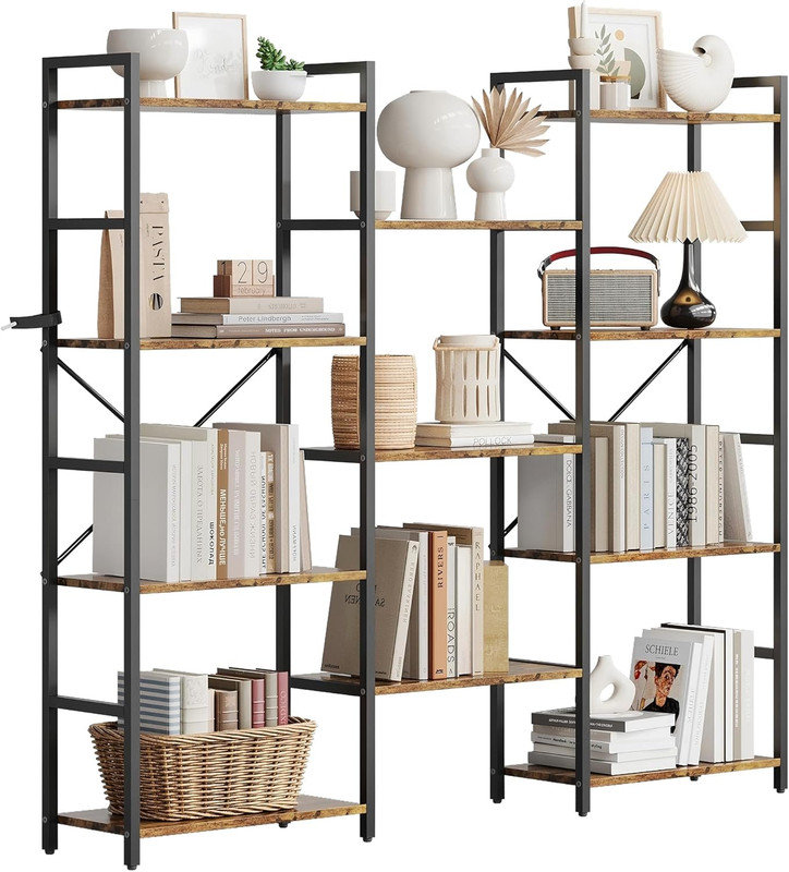 138cm H x 158cm W Steel Bookcase, Brown