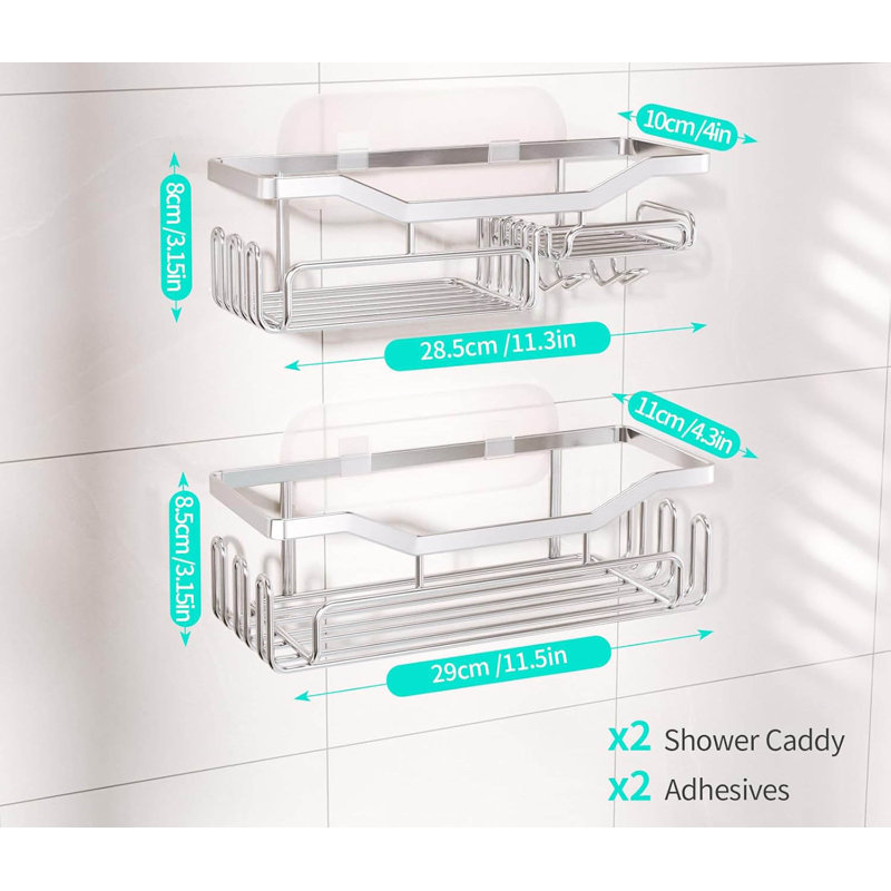 Wall Mounted Required Shower Caddy, Silver