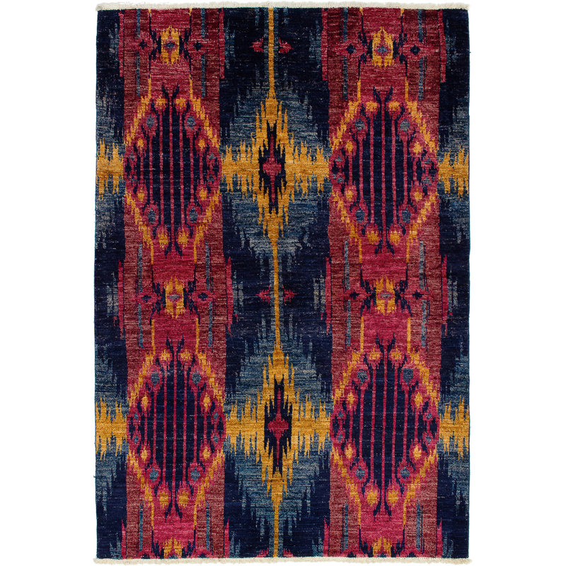 Tapis de bois one-of-kind à la main noué la 2010 shalimar foncé/rouge 6 pi x 9 pi zone de laine Céline
