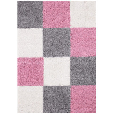 Myshaggy Collection Rugs Geometric Design in Pink
