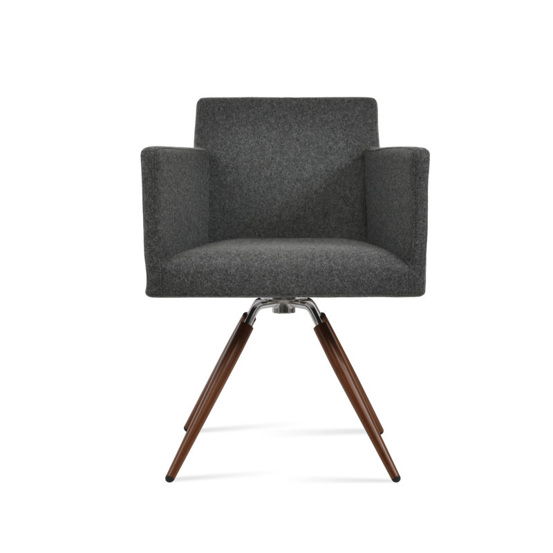 Fauteuil pivotant Harotte, Gris foncé, Noyer