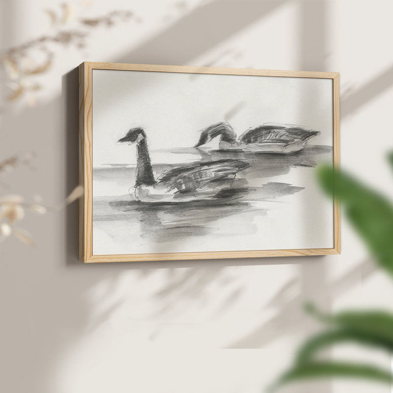 Geese Study II -Framed Print - Restickable, Natural, 11" H x 14" W