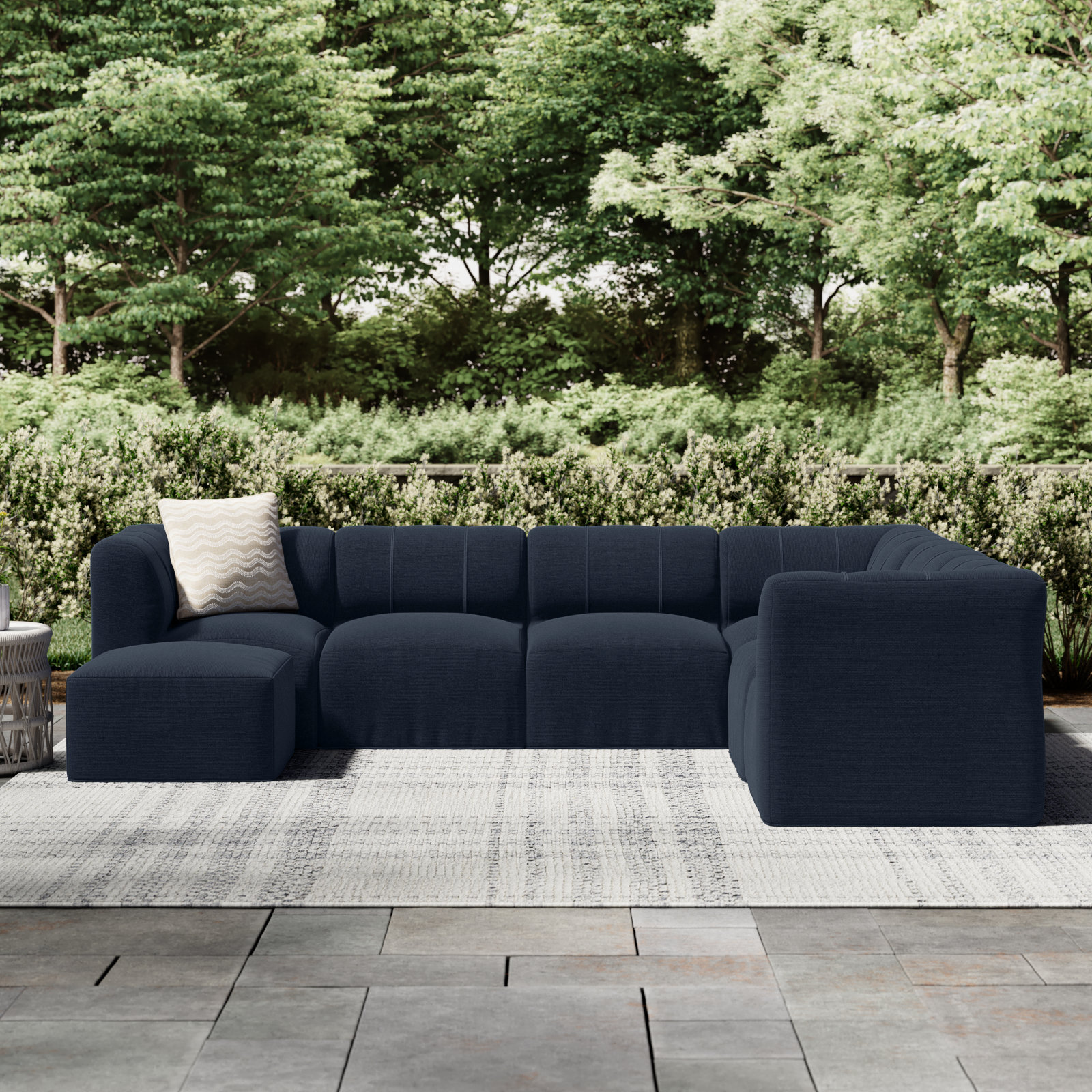 Eliana 124" Sunbrella® Patio Sectional, Spectrum Indigo Sunbrella®