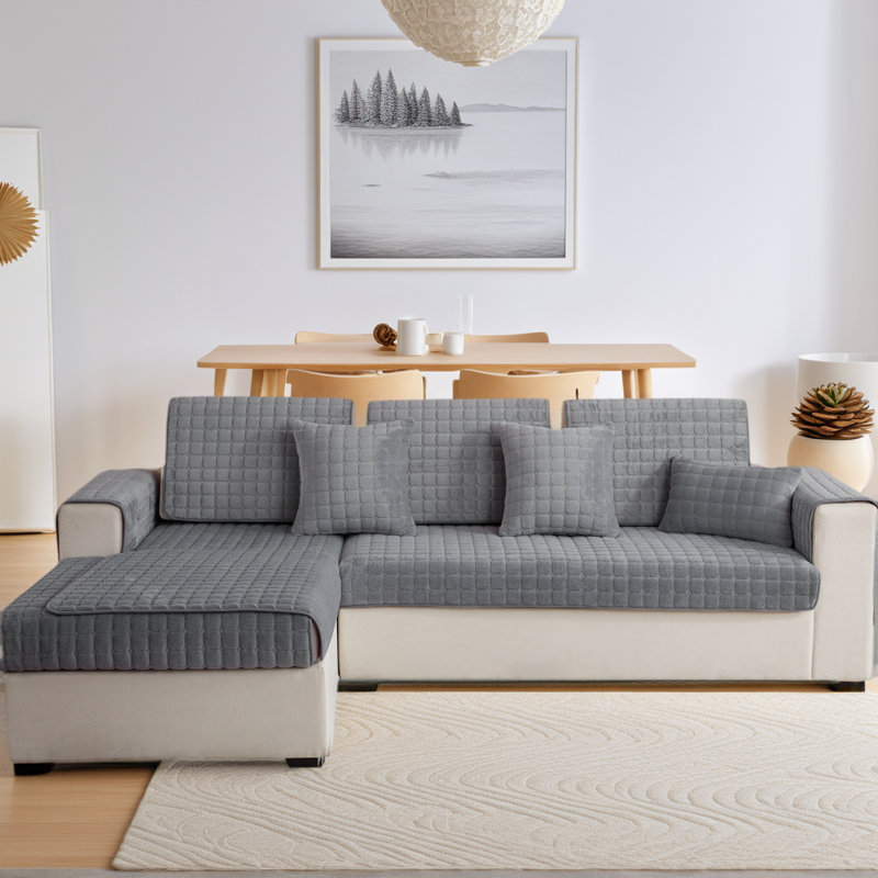 Housse de canapé modulaire, housse de canapé en peluche lavable, housse de canapé en L antidérapante