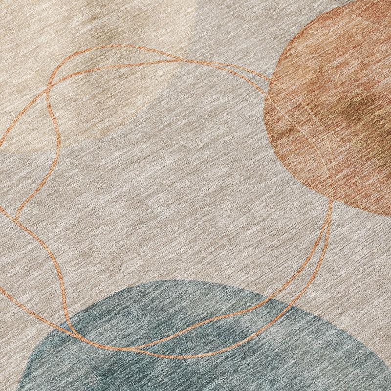 Tapis géométrique Ceajay ACN3085 lavable à la machine pour l'intérieur et l'extérieur, Taupe, 9 pi x 12 pi