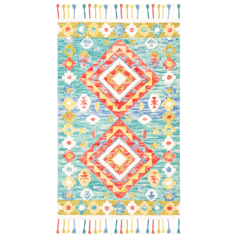 Vahakn Hand Tufted Wool Southwestern Rug, Rectangle 3' x 5'