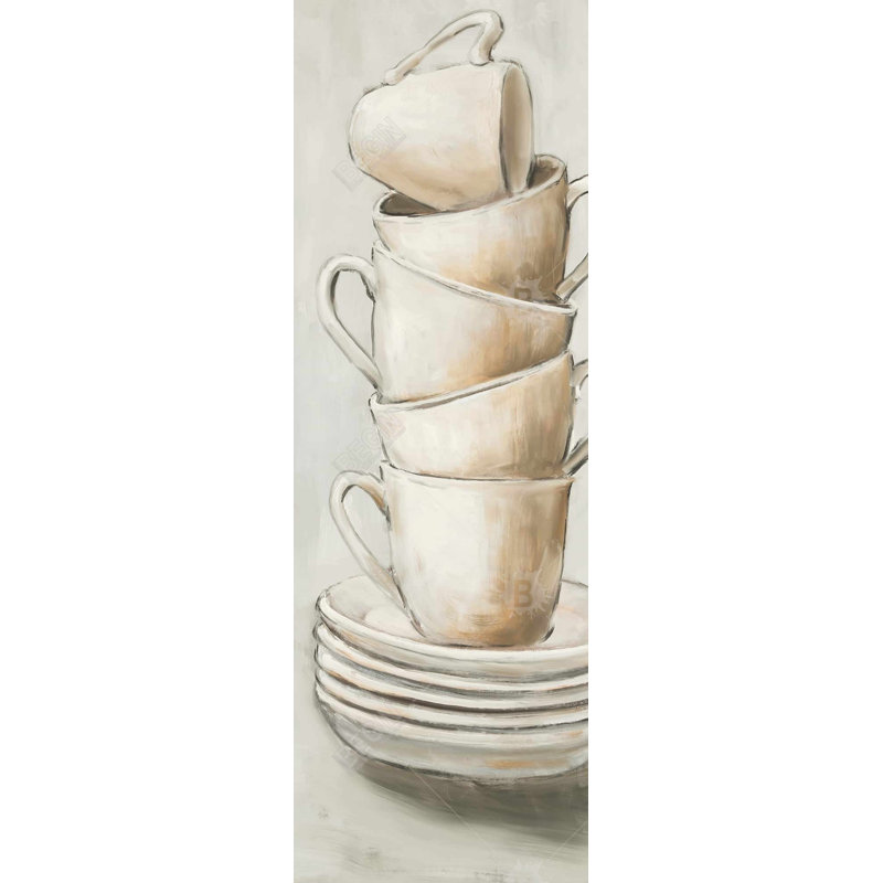 «Stacked Cups» sur toile, H 48 po x l 16 po