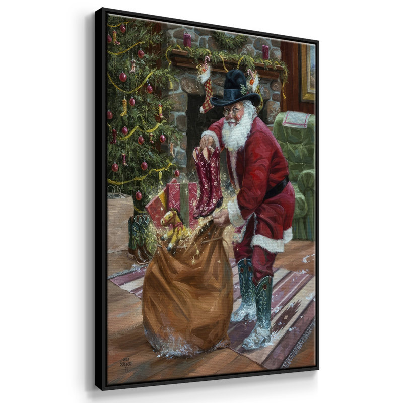 New bottes for Christmas, reproduction d'art sur toile, Cadre flottant noir, H 25 po x l 17 po x P 1,5 po