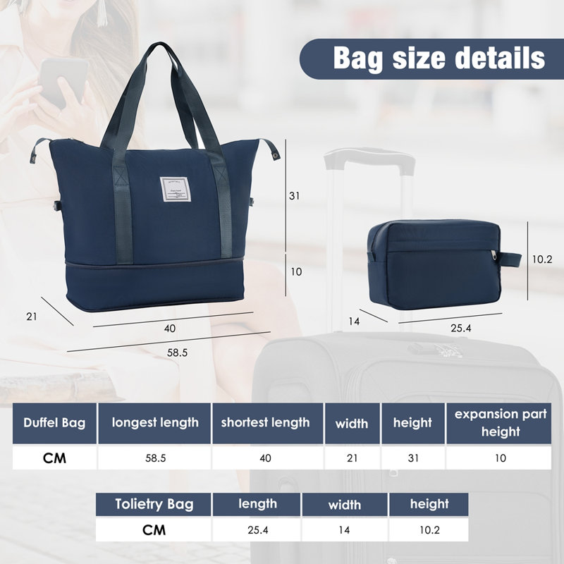 Ensemble de valise extensible avec sac de voyage 3 pièces Softside